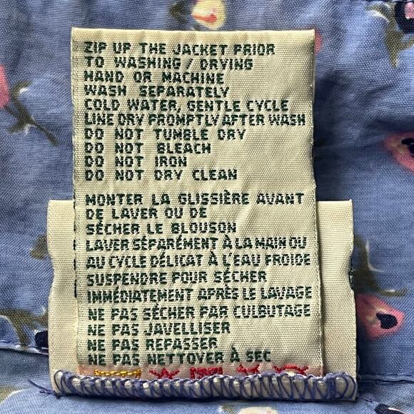 Vintage Northern Reflections Size Med Blue Floral Rain Jacket Hood Windbreaker - Picture 11 of 11